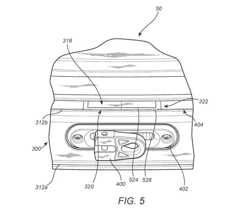 Imaginea brevetului pentru troliu integrat Rivian